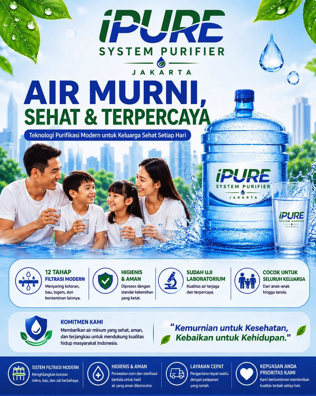 Keluarga menikmati air murni poerwater